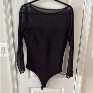 Abercrombie & Fitch Black Mesh Long Sleeve Bodysuit